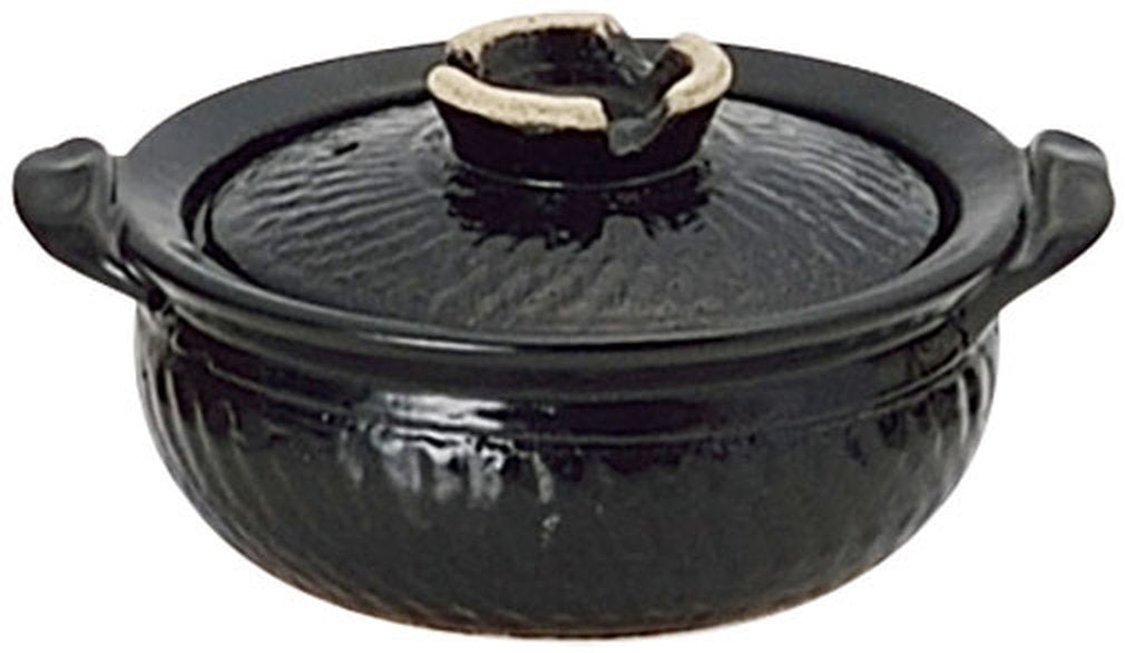 Yamashita Kogei 16069070 Black Glaze Iron Pot with 4/5-Sized Butt, 5.5 inches (14.0 cm)