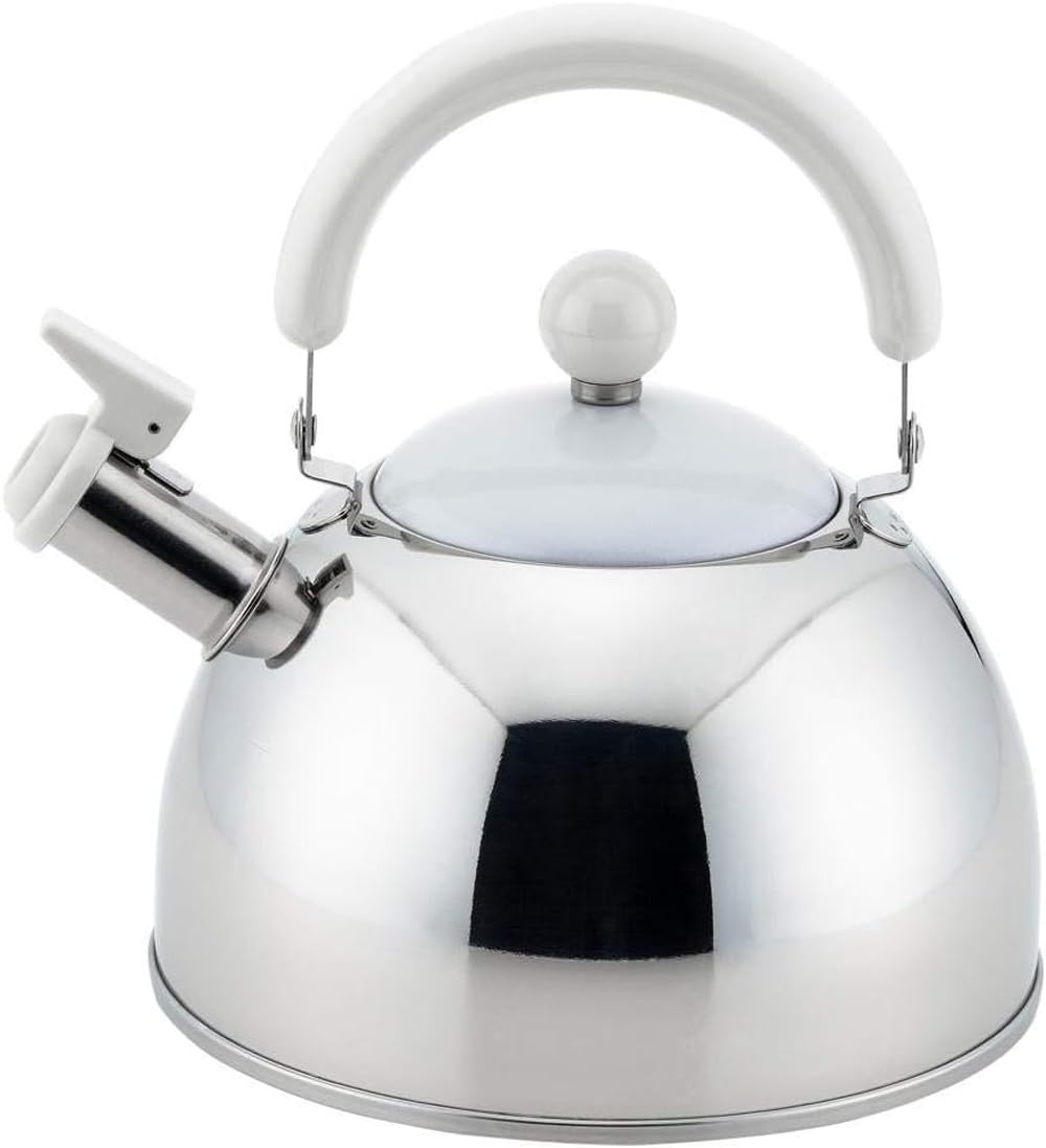 Yoshikawa SJ2436 Whistling Kettle, Made in Japan, Compatible with Gas Fire, 0.7 gal (2.5 L), Chocolate, White