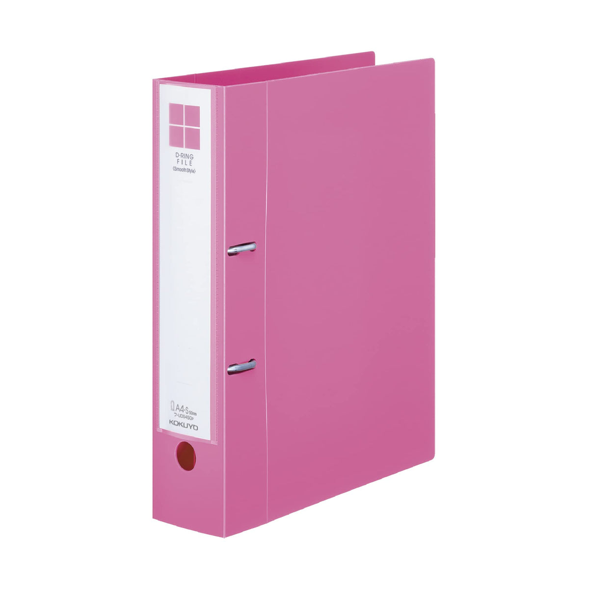 Kokuyo F-UDS450P D-Ring File, Smooth Style, A4, 2 Holes, Holds 500 Sheets, Pink