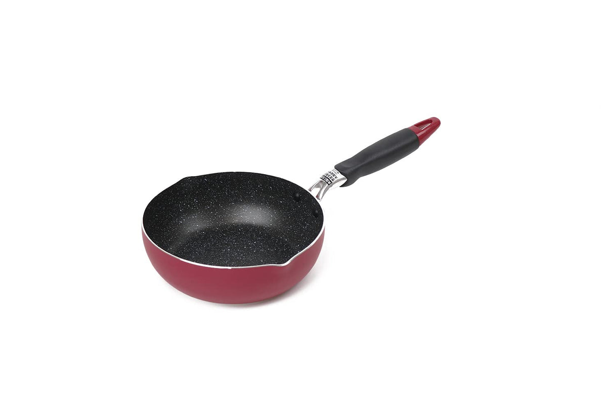 ミズムジャパン MISM IH Deep Frying Pan, Marble Deep Pan, 7.9 inches (20 cm), Dark Red