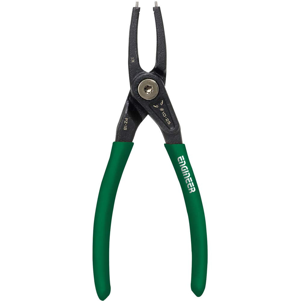 ENGINEER Engineer Snap Ring Pliers for Holes, C-Shape, Round/Bevel, PZ-18, Green, Applicable Range: #10-25