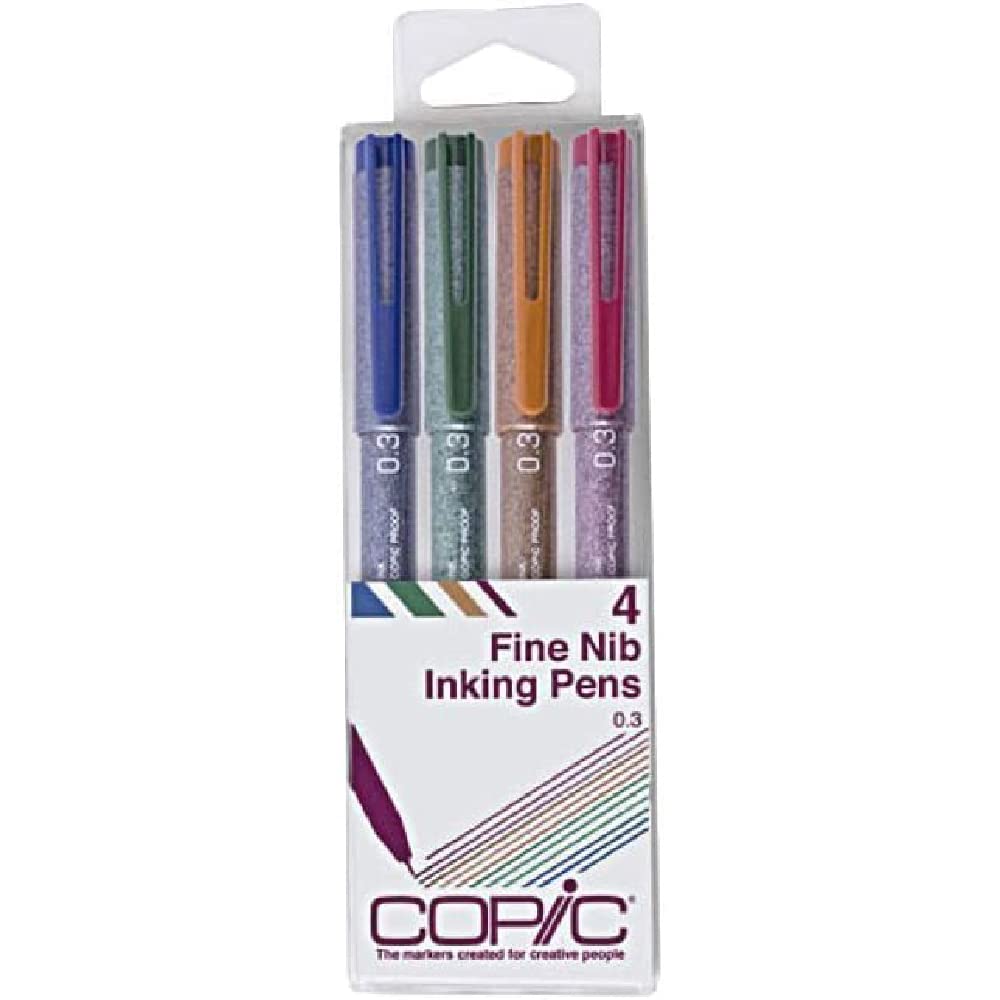 Copic Markers Multiliner Color Pigment Based Ink, 4-Piece Set (MLCLR03)