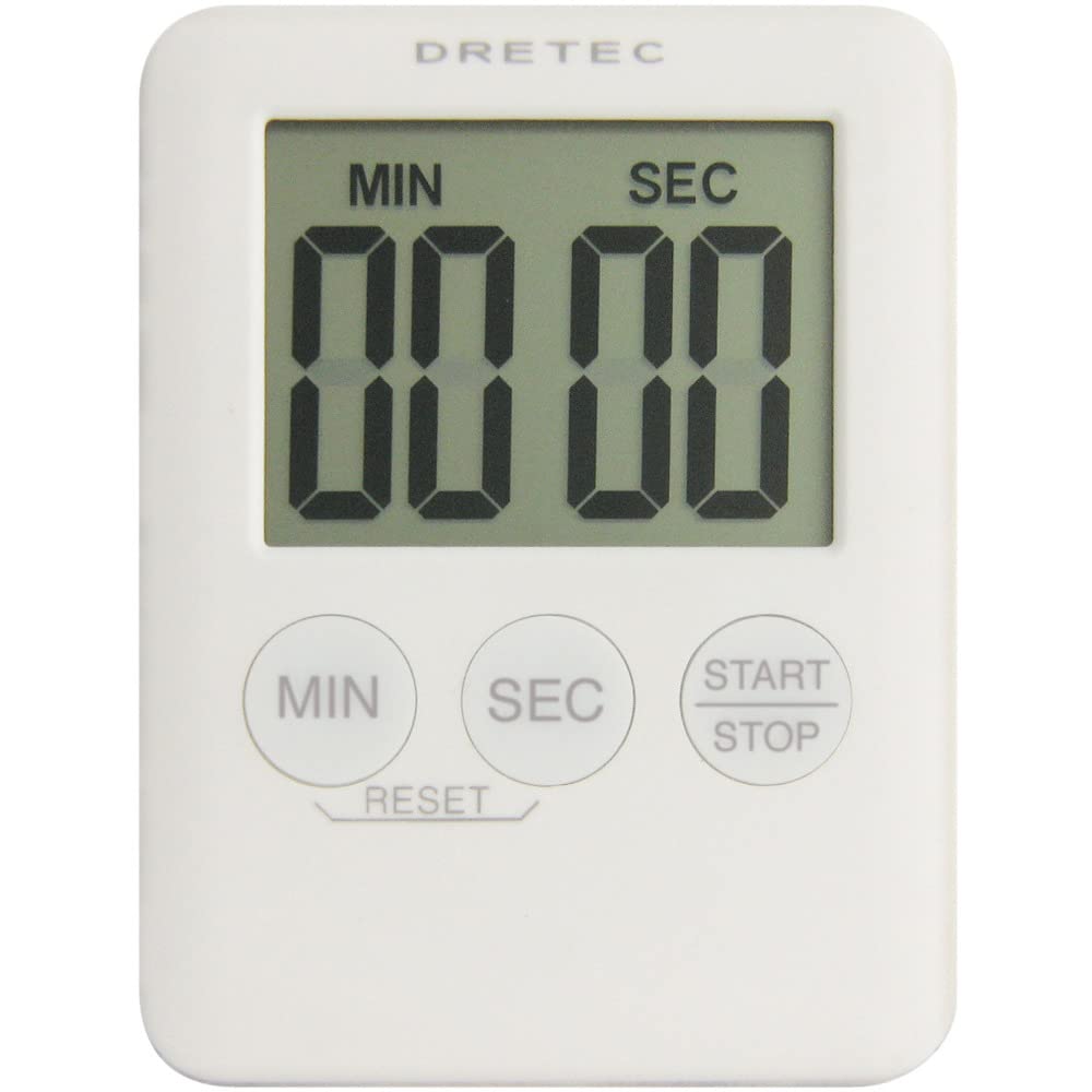 dretec T-307WT Pocket Digital Timer, Thin, 0.4 inches (9 mm), Compact, Countup, 99 Minutes, 59 Seconds, White