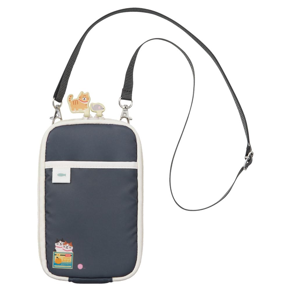 Lihit Lab Nyan Scene Cat Smartphone Shoulder Pouch Charcoal Black A2225-24