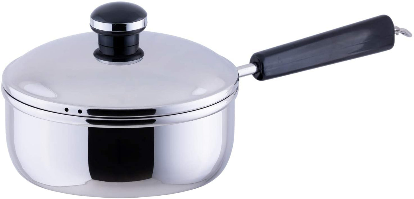 Miyazaki Seisakusho OJ-30 Objet One-Handled Pot, Mini, 5.5 inches (14 cm), Made in Japan, IH Compatible, Lightweight, Silver