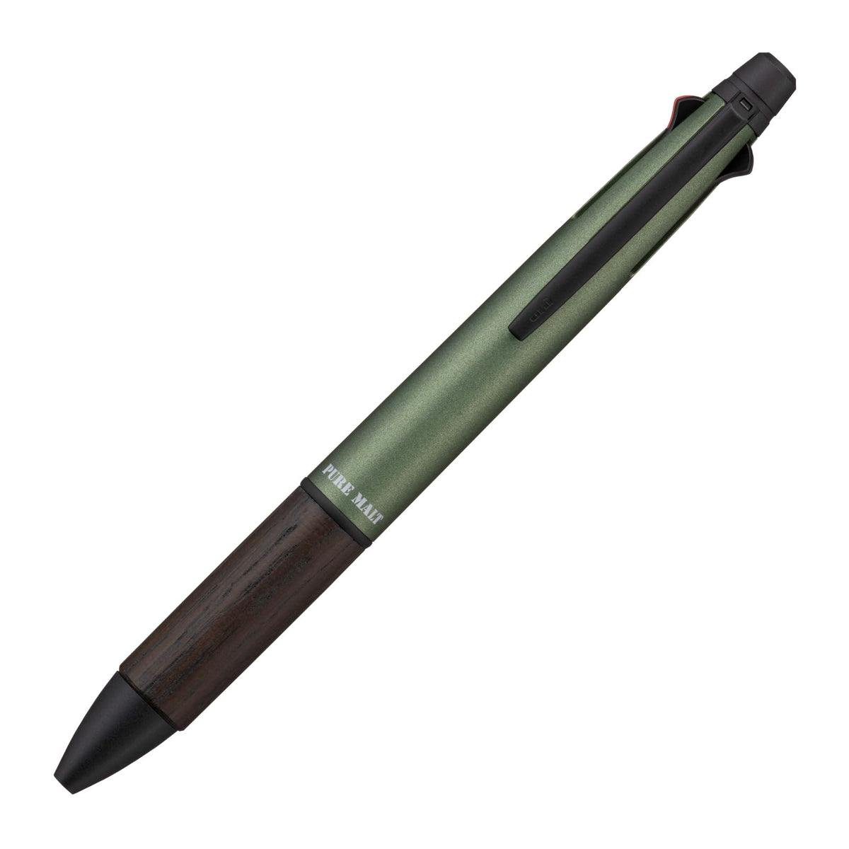 Uni Pure Malt Jetstream Inside 4&1 Multifunction Pen with Oak Wood Grip, 0.5 mm Oil-Based Inks (Black/Red/Blue/Green) & 0.5 mm Pencil, Forest Green, MSXE520050588
