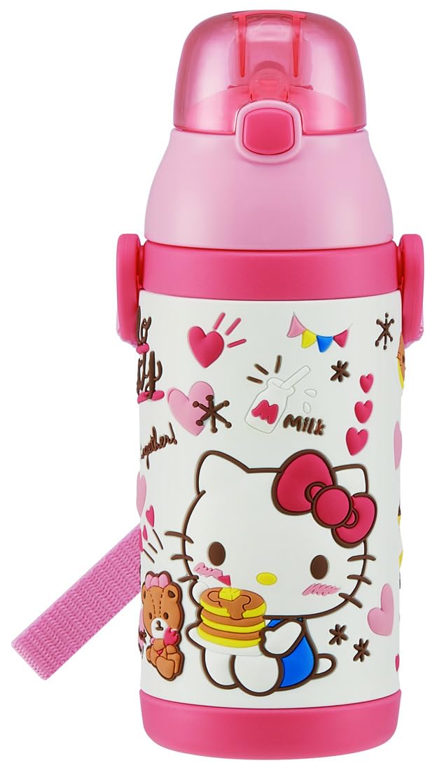 stainless children water bottle 380ml straw drinking 3D Hello Kitty snack time SSPV4