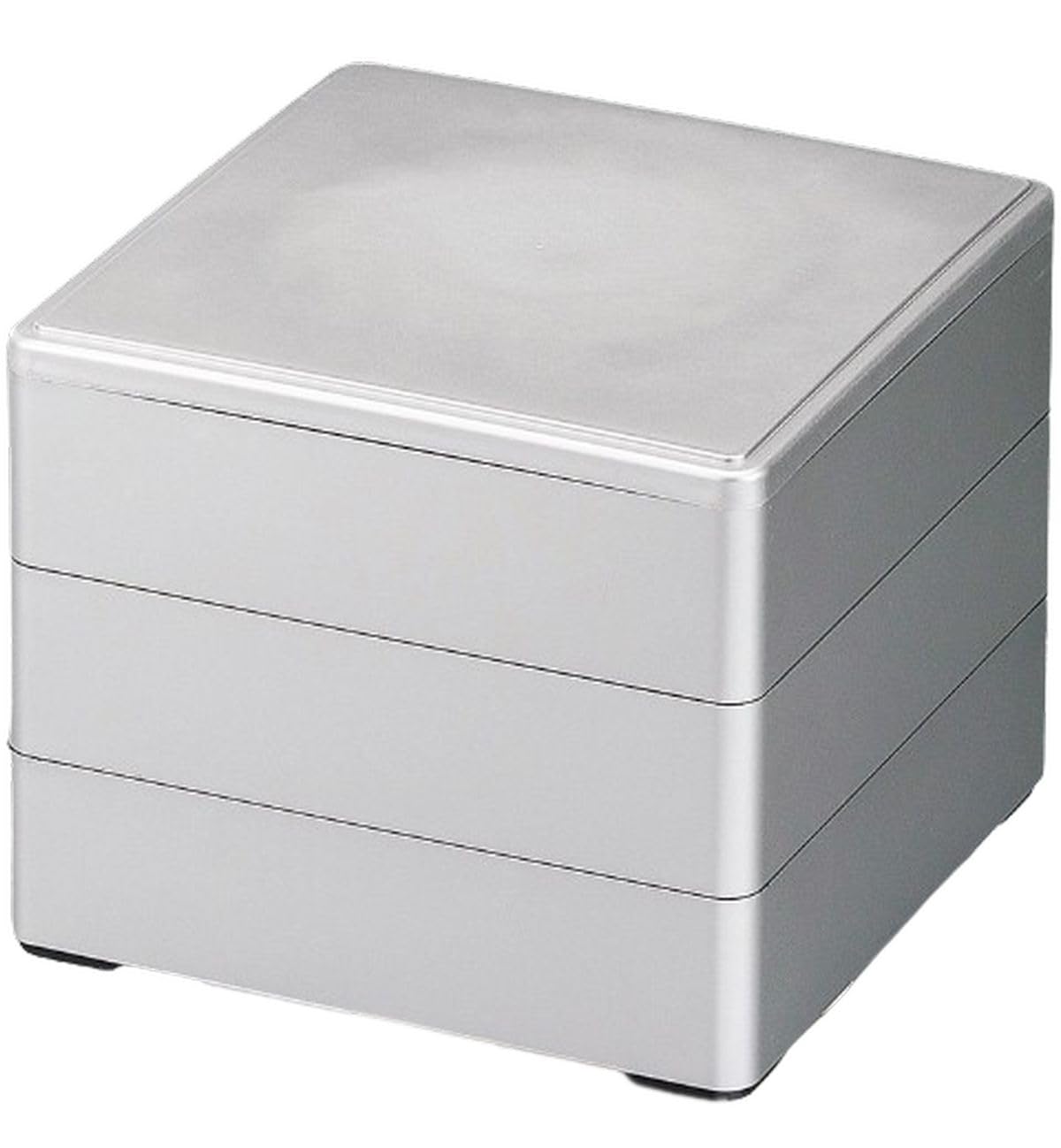 J-kitchens Excursion Bento Box, Made in Japan, 3 Tiers, 4.5 Size, Color, Silver, 5.3 x 5.3 x 5.0 inches (13.4 x 13.4 x 12.7 cm)