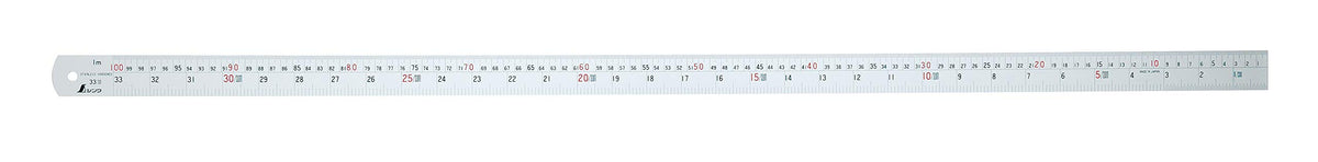 Shinwa Sokutei 13210 Straight Scale, Silver, Combination Scale, Right Base Point, 3.3 ft (1 m)