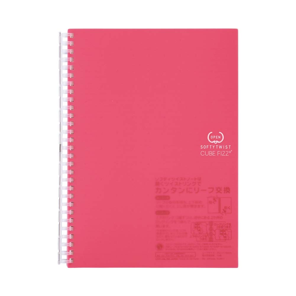 Lihit Lab N2611-12 Open Ring Notebook, Twist Notebook, Semi B5, Sofite, 29 Holes, Pink