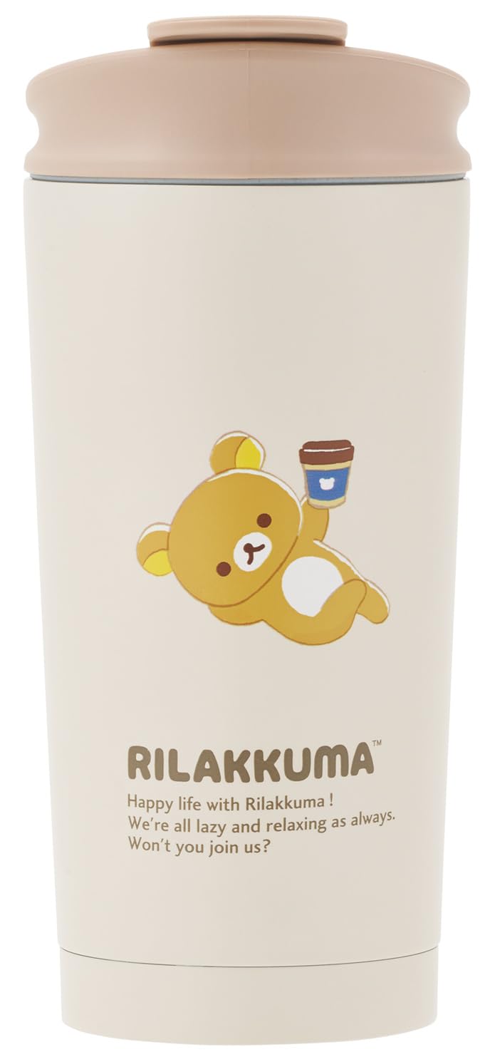 Skater STBF5-A Thermo Tumbler, 15.2 fl oz (450 ml), Thermal Insulation, Flap Lock, Rilakkuma