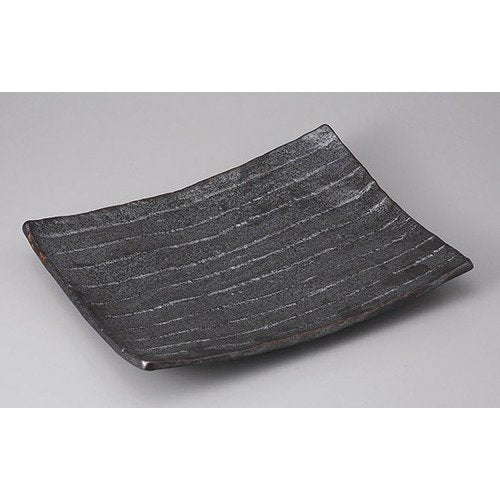 せともの本舗 Long Square Serving Plate, Nanban Black Crystal 12.0 Long Square Plate, 13.8 x 10.6 x 2.6 inches (35 x 27 x 6.5 cm), Restaurants, Inn, Japanese Tableware, Restaurant, Commercial Use