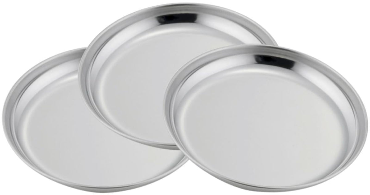 Shimomura Planning 41643 Tray Preparing Bat, Round, 3 Pieces, Made in Japan, 6.3 inches (16 cm), Dishwasher Safe, Small Divided Dish, Outdoor Dish, Tsubamesanjo, Stainless Steel, Tsubamesanjo
