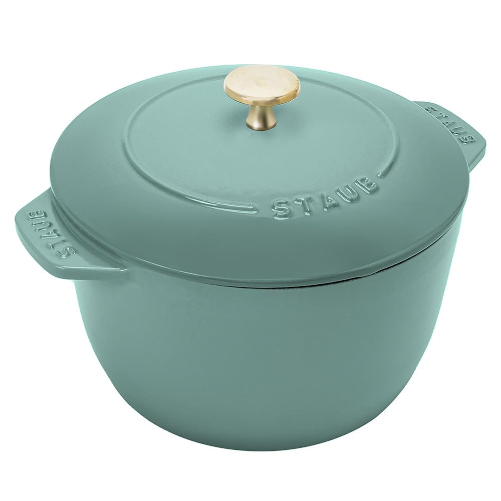 staub La Cocotte de GOHAN Z1027-782 La Cocotte de Gohan Eucalyptus L 7.9 inches (20 cm) Rice Pot, 3 Pieces, Cast Iron Pot, Induction Compatible, Japanese Authentic Product with Serial Number