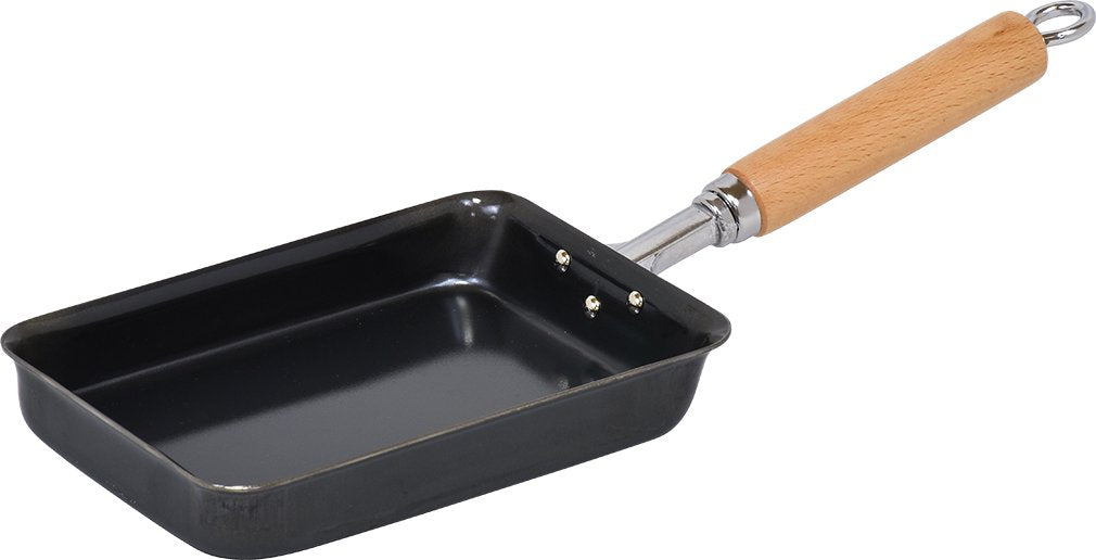 Wahei Freiz GR-9746 Tsubame Sanjo Black Skin Iron Frying Pan, 8.7 inches (22 cm), Induction Compatible, Gas, Wood Handle, Made in Japan, Carefully Selected Material