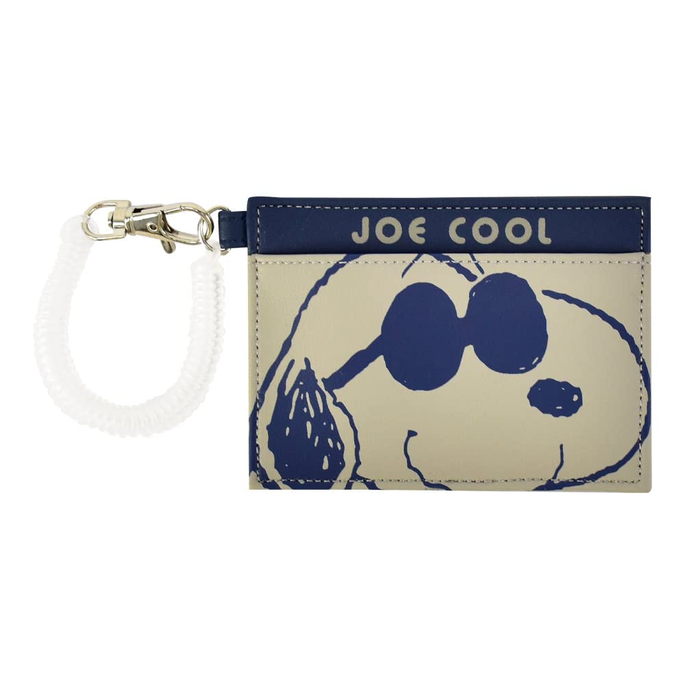 SNOOPY 0096 Women's Pass Case, Commuter Holder, Card Case, 2 Pieces, Synthetic Leather, Mini, Small, With Coil Chain, Simple, Face Up JC (SPZ-2976), One Size