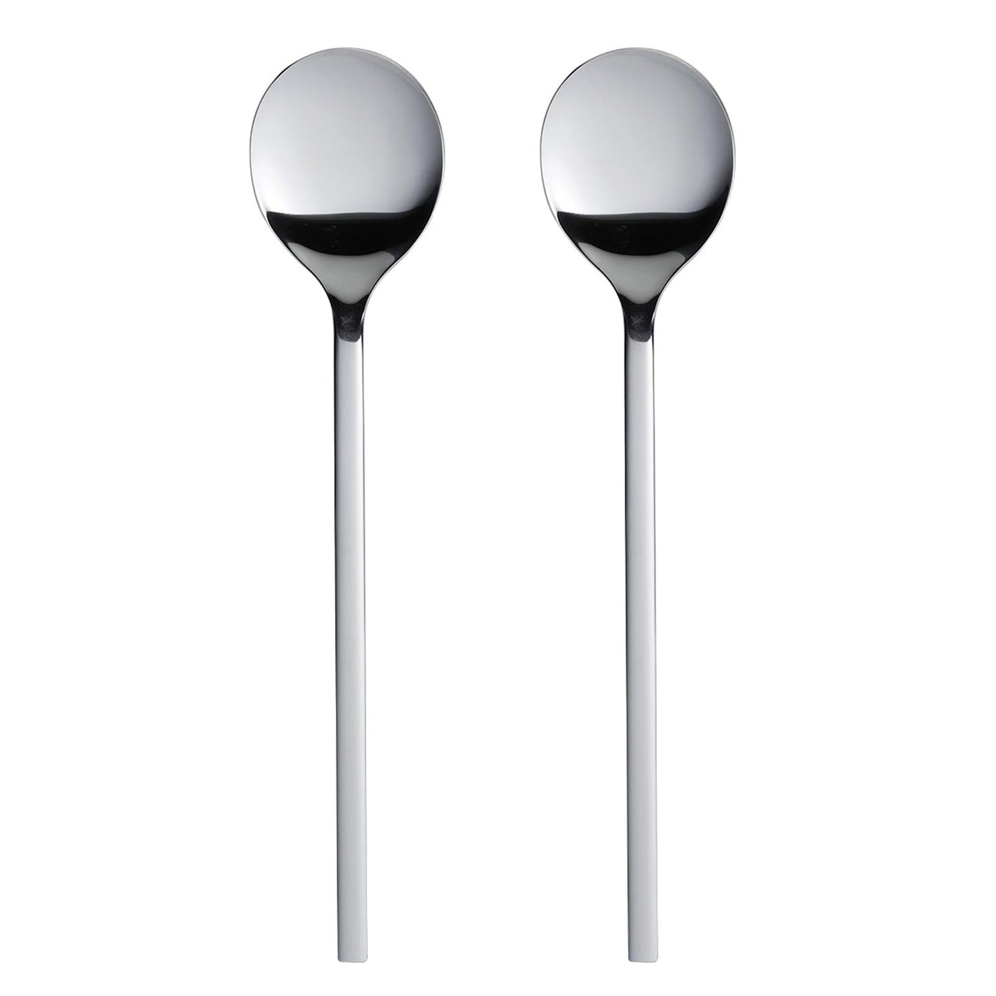Shimomura 45141 Korean Spoon, Set of 2, Made in Japan, Dishwasher Safe, Total Length 8.7 inches (22 cm), Simple, Round, Long Handle, Bibimbin Bassspoon, Dinner Spoon, Korean Food, Korean Dishes, Soup,