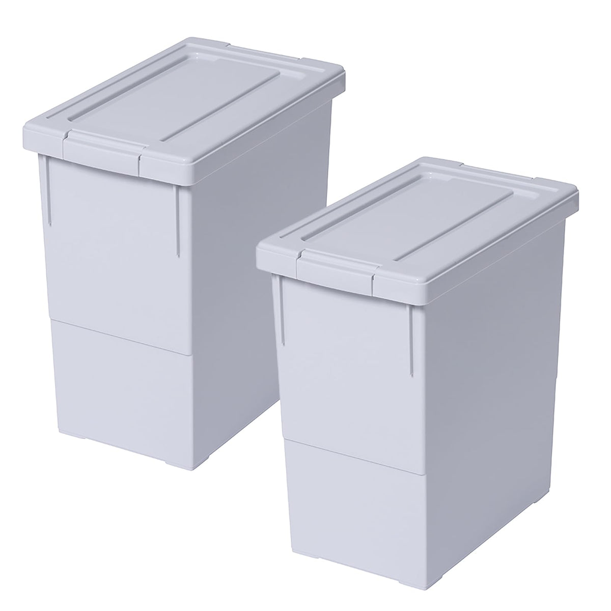 Tenma Storage Box, Interior L, Set of 2, Made in Japan, With Lid, Depth Approx. 11.8 inches (30 cm), Gray