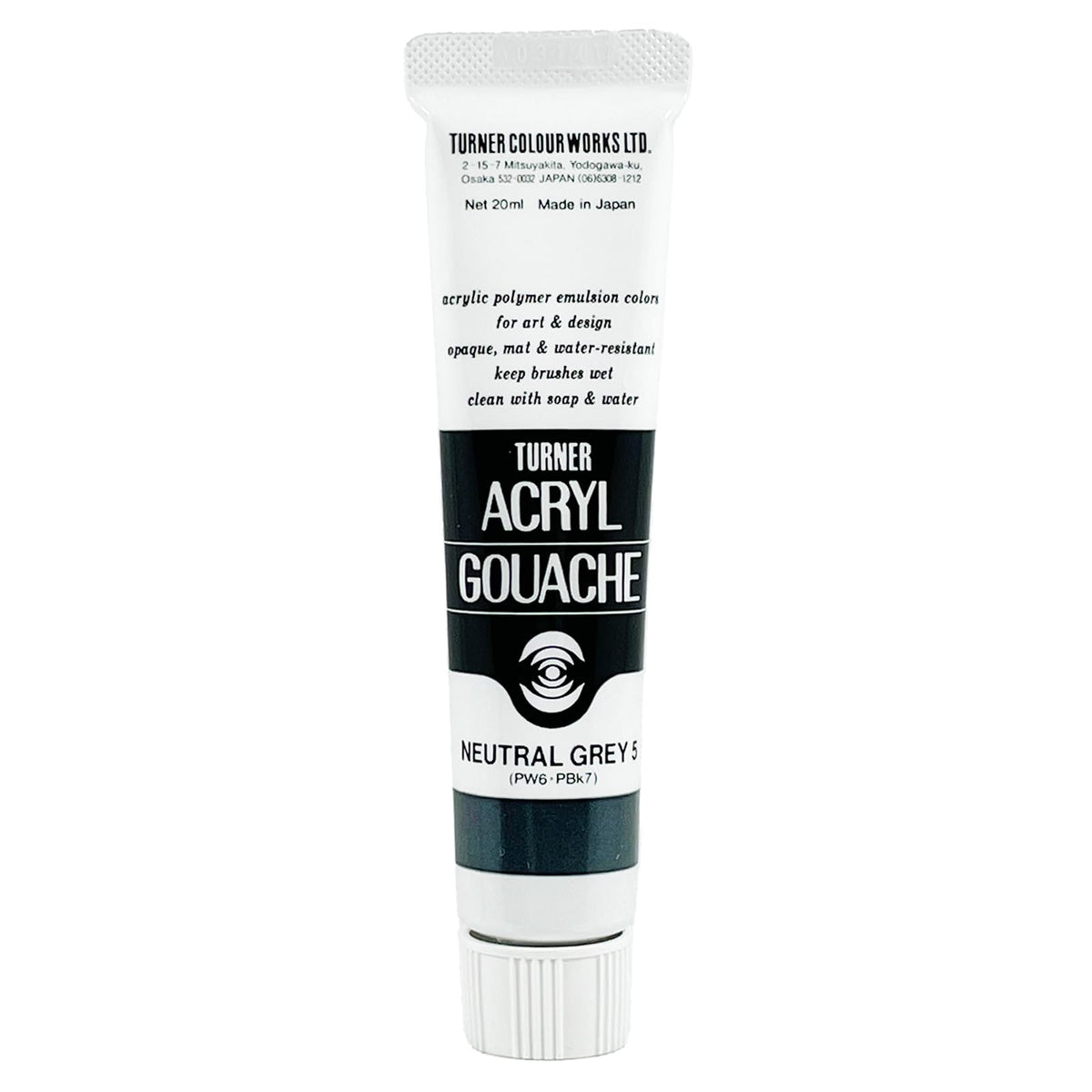 Turner Colour Works Acryl Gouache Artist Acrylic Paint - Single 20 ml Tube - Neutral Grey No.5