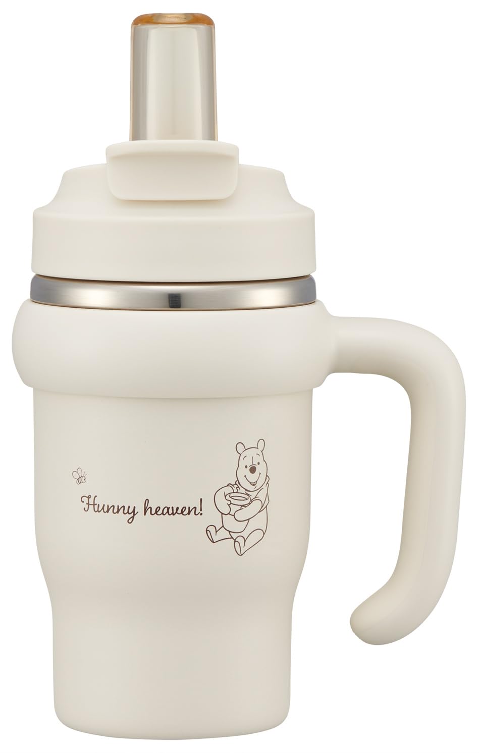 Skater STSTB6-A Straw Tumbler, 20.4 fl oz (570 ml), Heat Retention, Cold Insulation, 2-Way, Direct Drink, Disney, Winnie the Pooh, Simple Logo