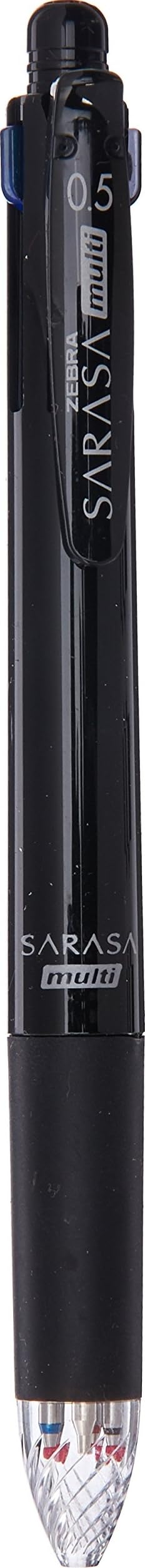 Zebra Multi Function Sarasa 4+S Black/Red/Blue/Green Ink 0.5mm Ballpoint Pen, 0.5mm Mechanical Pencil, Black Body, J4SA11-BK