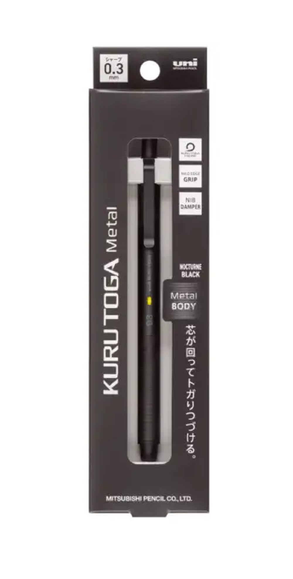 KURUTOGA Mitsubishi Pencil Mechanical Pencil Metal 0.3mm Nocturne Black M3KH1P.24 With Original Stylus Ballpoint Touch Pen