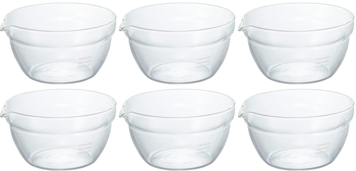 HARIO KB-40-BK One-Mouth Bowl, 13.5 fl oz (400 ml), Made in Japan, Heat Resistant Glass, Set of 6, Clear