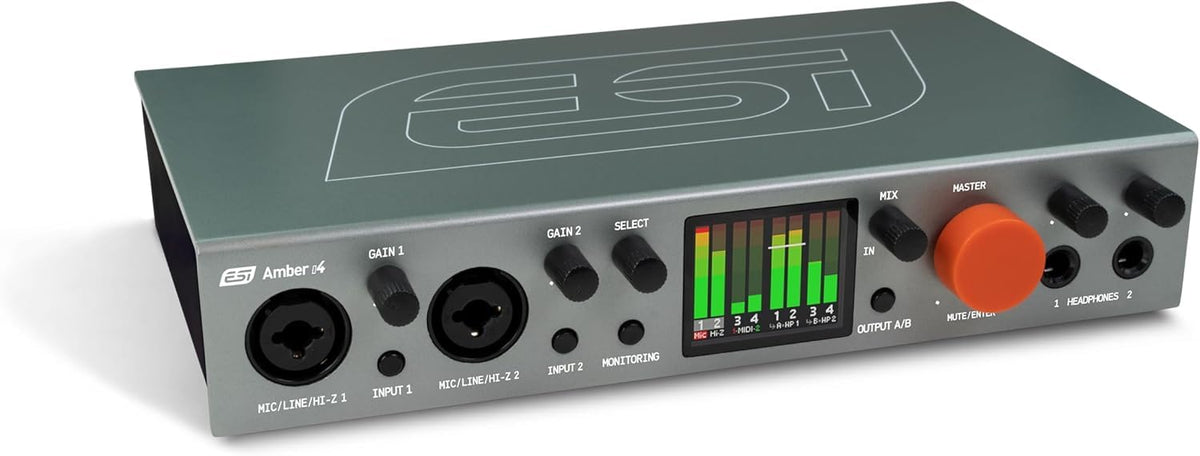 ESI Amber i4 – USB Audio Interface for Producers, Musicians, Singers, Songwriters, and Bands, 4-in/4-out with MIDI I/O, Professional Software Included