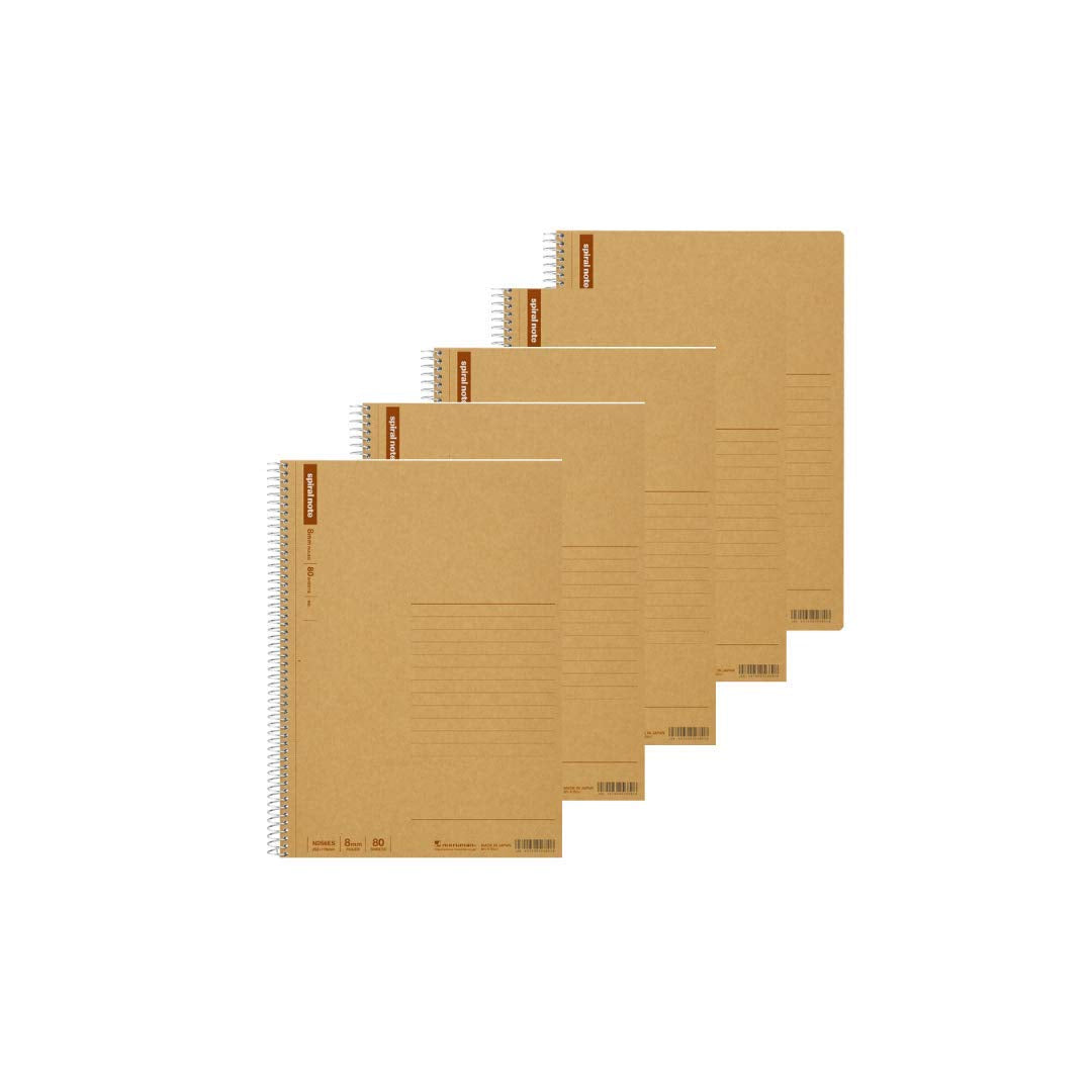 Maruman B5 Hardcover Spiral Notebook, Wide Ruled Paper, 80 Sheets, N256ES, 5-Pack