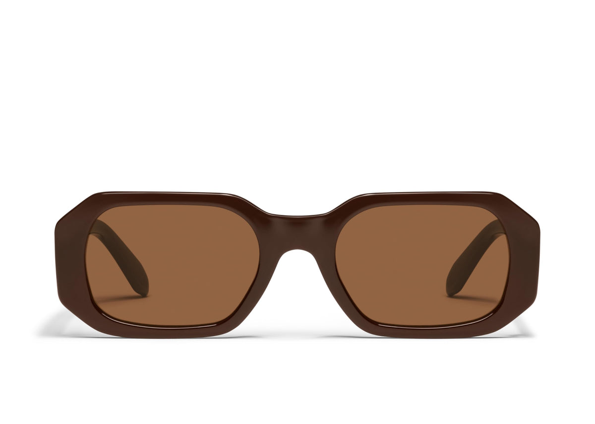 QUAY - Sunglasses for Men & Women, Square Lenses with UV Protection (Hyped Up, Champagne Brown)