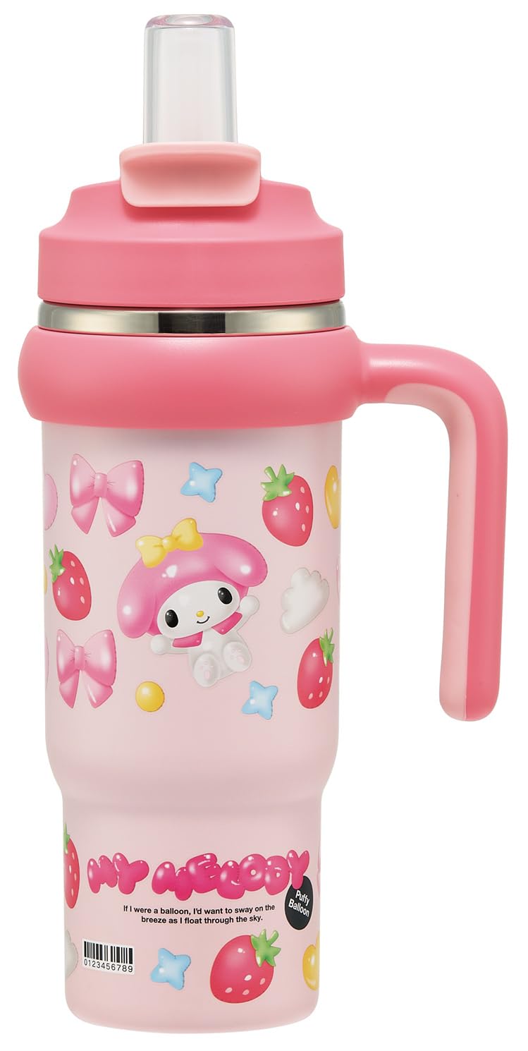 Skater STSTB9-A Straw Tumbler, 28.7 fl oz (830 ml), Heat Retention, Cold Insulation, 2-Way, Direct Drinking, Sanrio My Melody, Squishy Balloon, Girls,