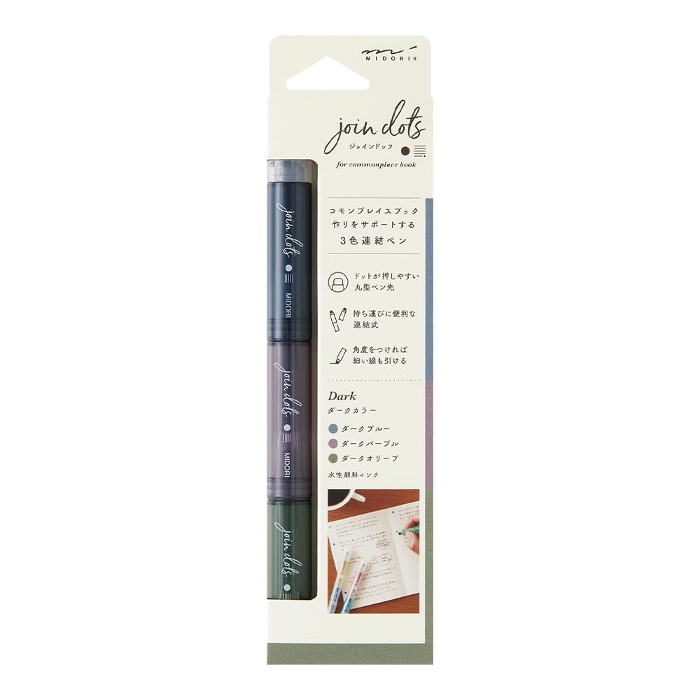 Midori Joint Dots 38140006 Rollerball Pen, 3-Color Connection, Dark