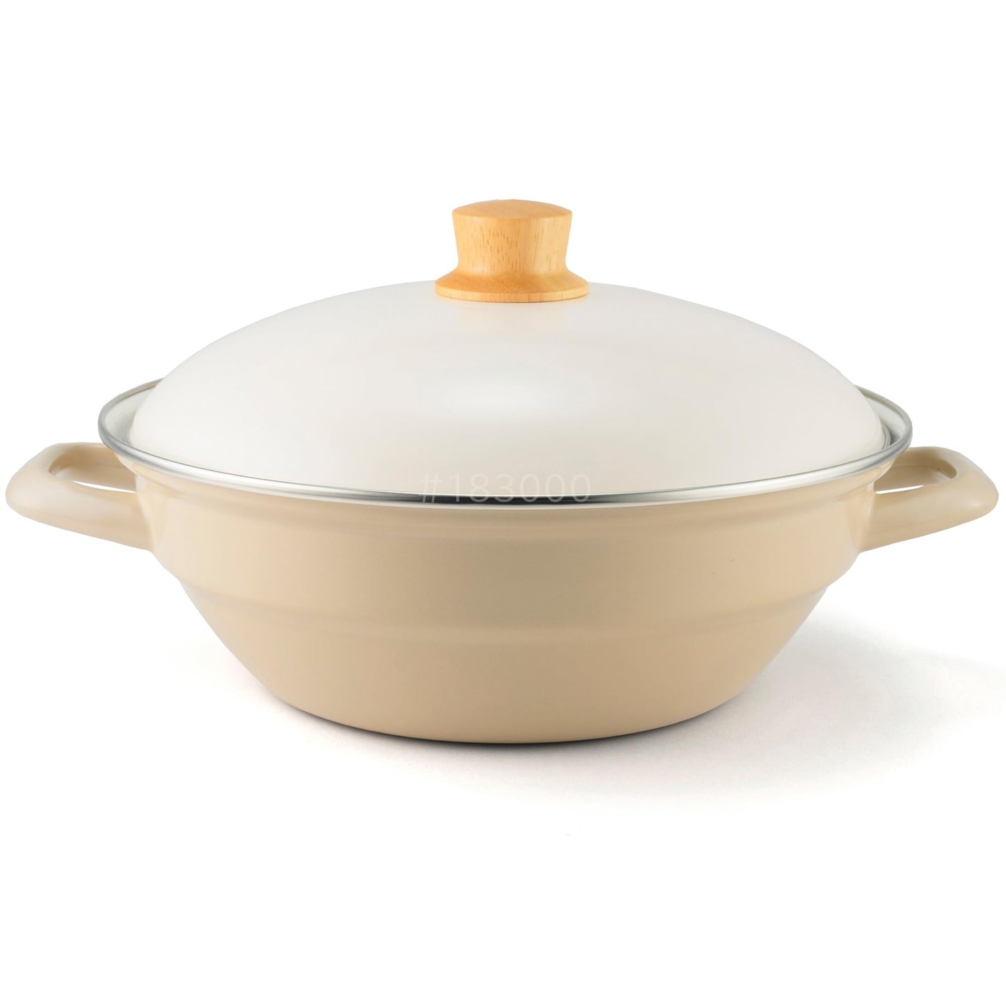 Fuji Enamel Earthen Pot, Tabletop, 10.6 inches (27 cm), Lid Included, IH Gas Fire, Greige HD-27.GG