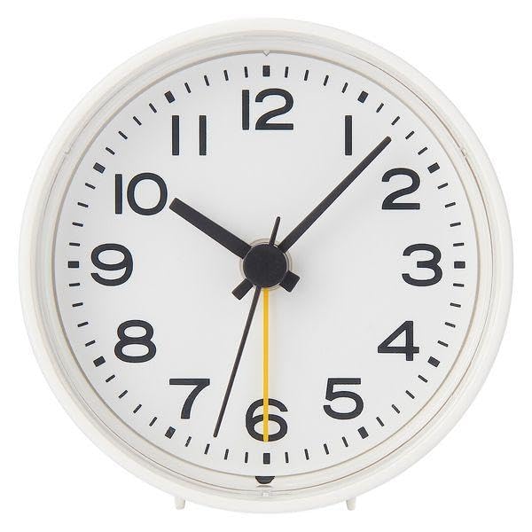 無印良品 MUJI 12046738 MJ-AC2 Analog Alarm Clock, White, Width 3.0 x Depth 1.4 x Height 3.1 inches (7.6 x 3.6 x 7.8 cm)