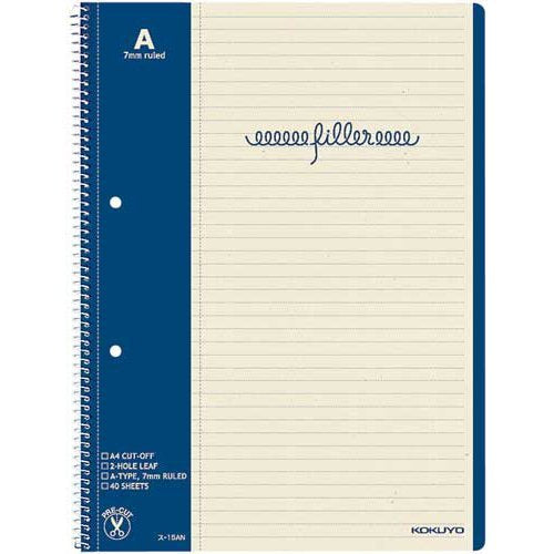 Kokuyo scan -15AN filler notebook A4 usually ruled paper 2 hole margin KeiIri 40 sheets five books set