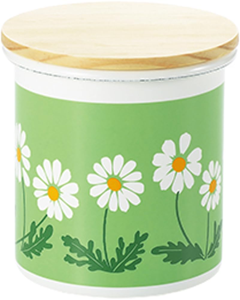 Tamahashi New ADR-52 Canister, Storage Container, Enamel, 25.5 fl oz (750 ml), Made in Japan, Aderia Retro White, Wild Bana