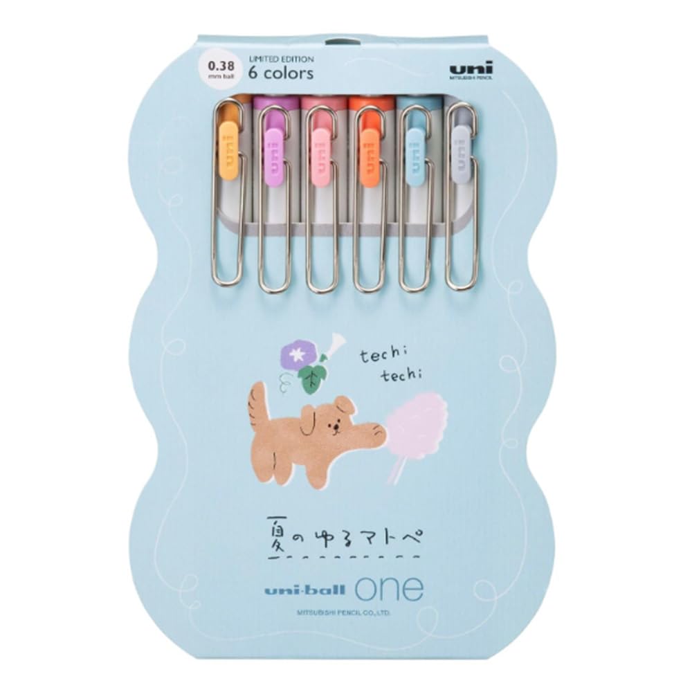 Uni-Ball One Summer Colors Limited Edition, Gel Ink 0.38mm Extra Fine Point, 6 Color Set, UMNS38NYM6C