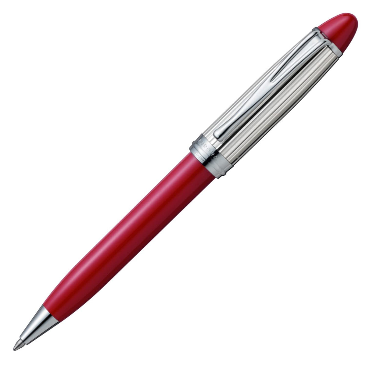 Aurora B34-CR Epsilon Silver Cap Ballpoint Pen, Oil-based, Red