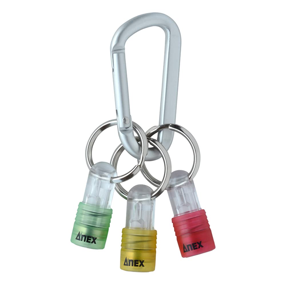 ANEX AQH-S1 Bit Holder, Quick Type, Carabiner Included, Set of 3 (Green/Yellow/Red)