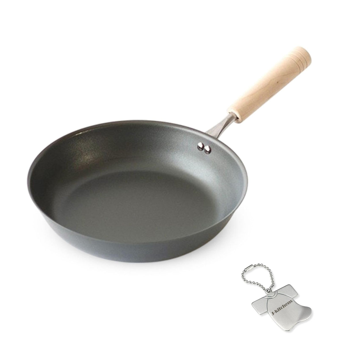 J-kitchens Takumi Nano Embossing Frying Pan, 10.2 inches (26 cm), Gas IH Compatible, Made in Japan, Original Kankiri-kun T Included
