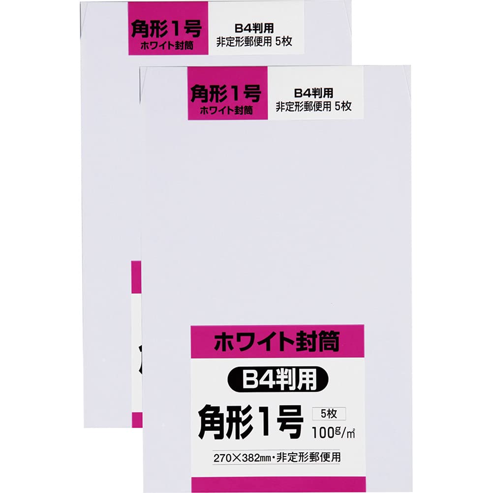 King Corporation K1W100S-2 Envelopes, White, Rectangular No. 1, 3.5 oz (100 g), Pack of 5, 2 Sets