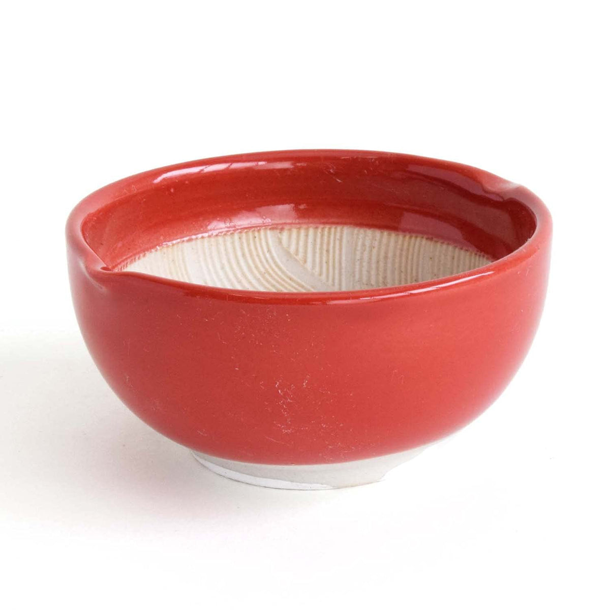 Folding Mortar Pestle, Red, Tableware, Ripple Comb Type, Mino Ware Takada Ware