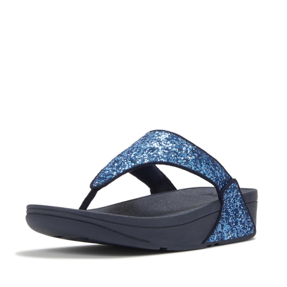 FITFLOP LULU MULTI-TONAL GLITTER TOE-POST SANDALS Women's Sandals, Cosmic Blue, 22.0~22.5 cm