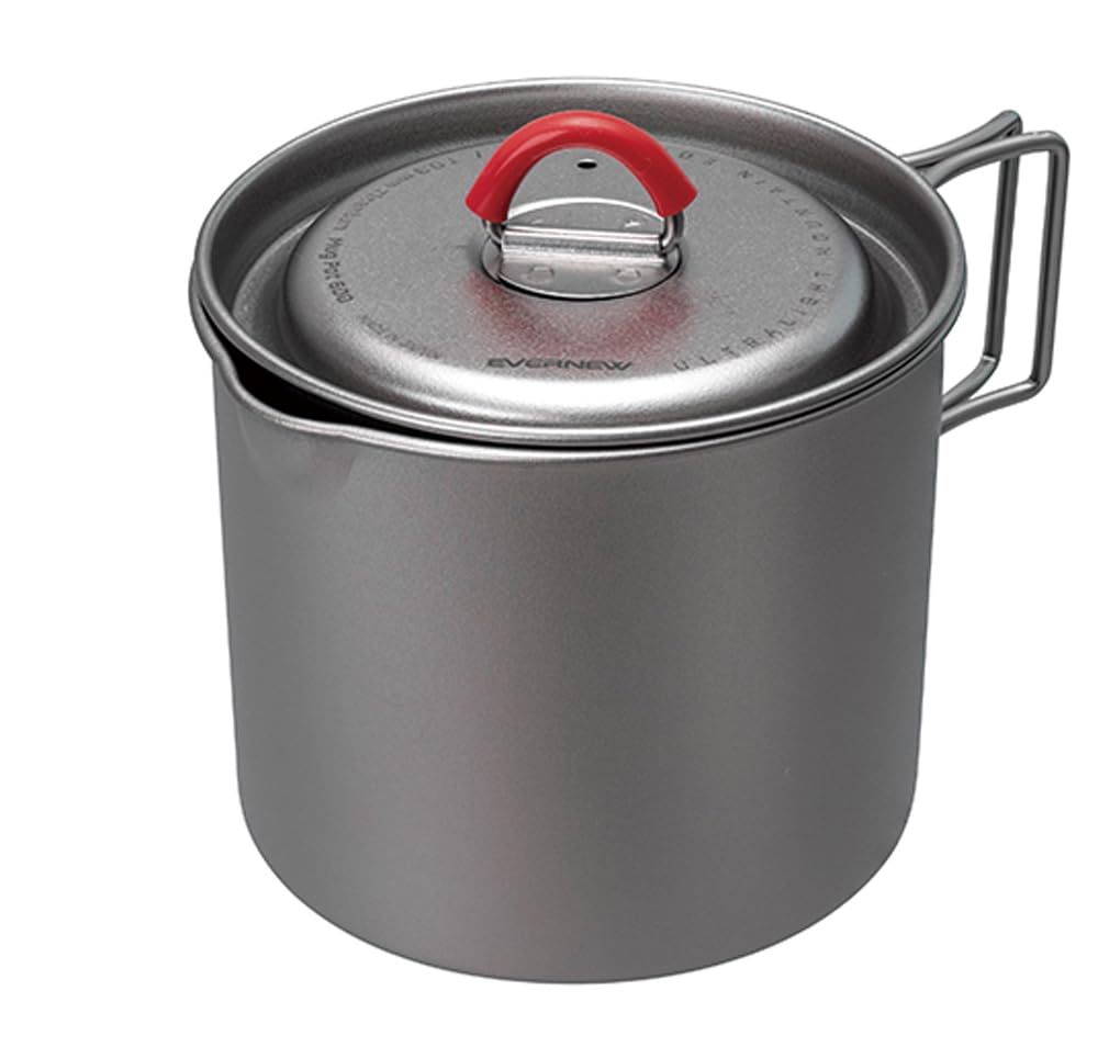 Evernew Titanium Lightweight Camping Mug Pot w/Folding Handle Set, 500ml