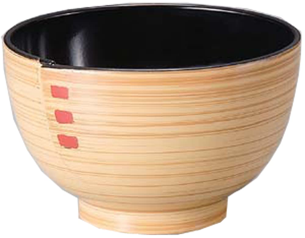 Fukui Craft Miso Soup Bowl, Heat Resistant, Made in Japan, Dishwasher Safe, Wappa Soup Bowl, White Wood Uchi, Black, 3.6 inches
