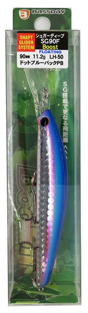 Bassday LH-50 Minnow Sugar Deep SG90F Boost 3.5 inches (90 mm), 0.4 oz (11.2 g), Dot Blue Back PB Lure