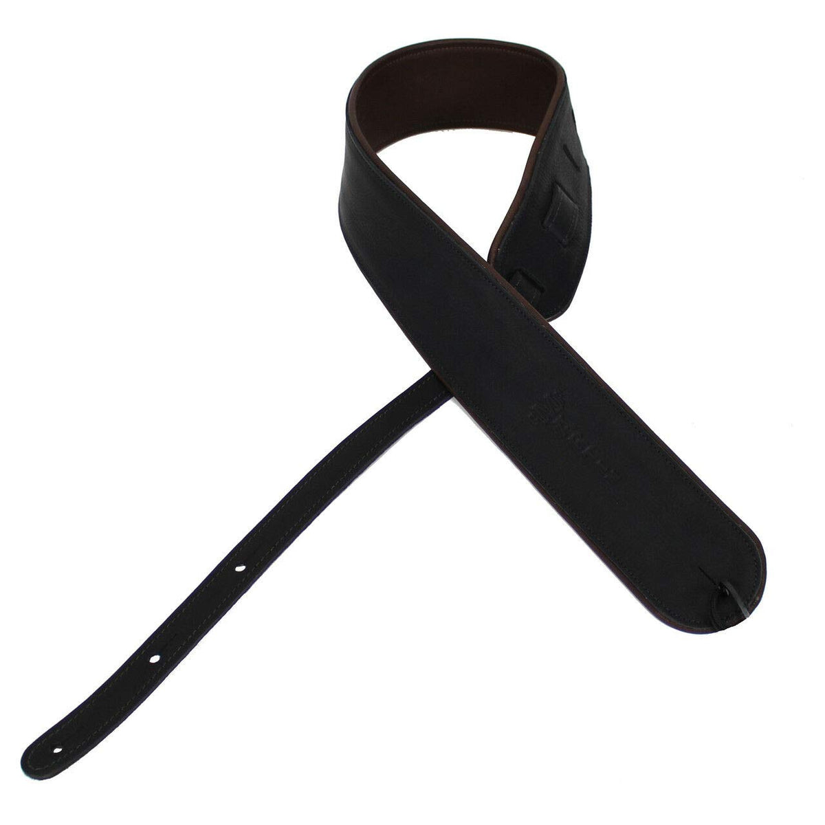 Martin 18A0029 2.5" Premium Rolled Distressed Black Leather Guitar Strap