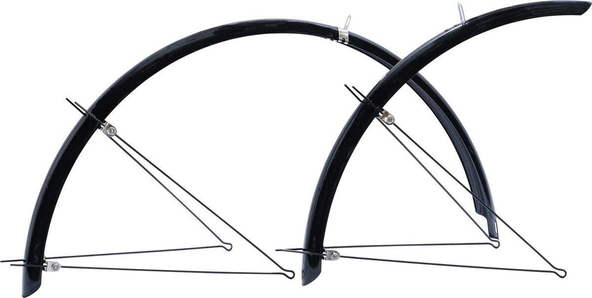 RITEWAY Bicycle Fender, Double Stake Cloth, Full Fender for Motorcycles, Mudguards, Front and Rear Set, for 700C, Width 1.8 inches (45 mm), Matte Black