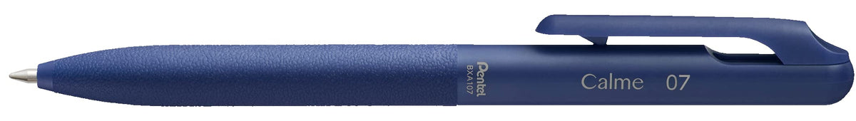Pentel BXA107C-C Calme ballpoint pen, clearly dampened click noise, grip zone in leather look, refillable, ball 0.7 mm = line width 0.35 mm, ink colour: blue, pack of 1