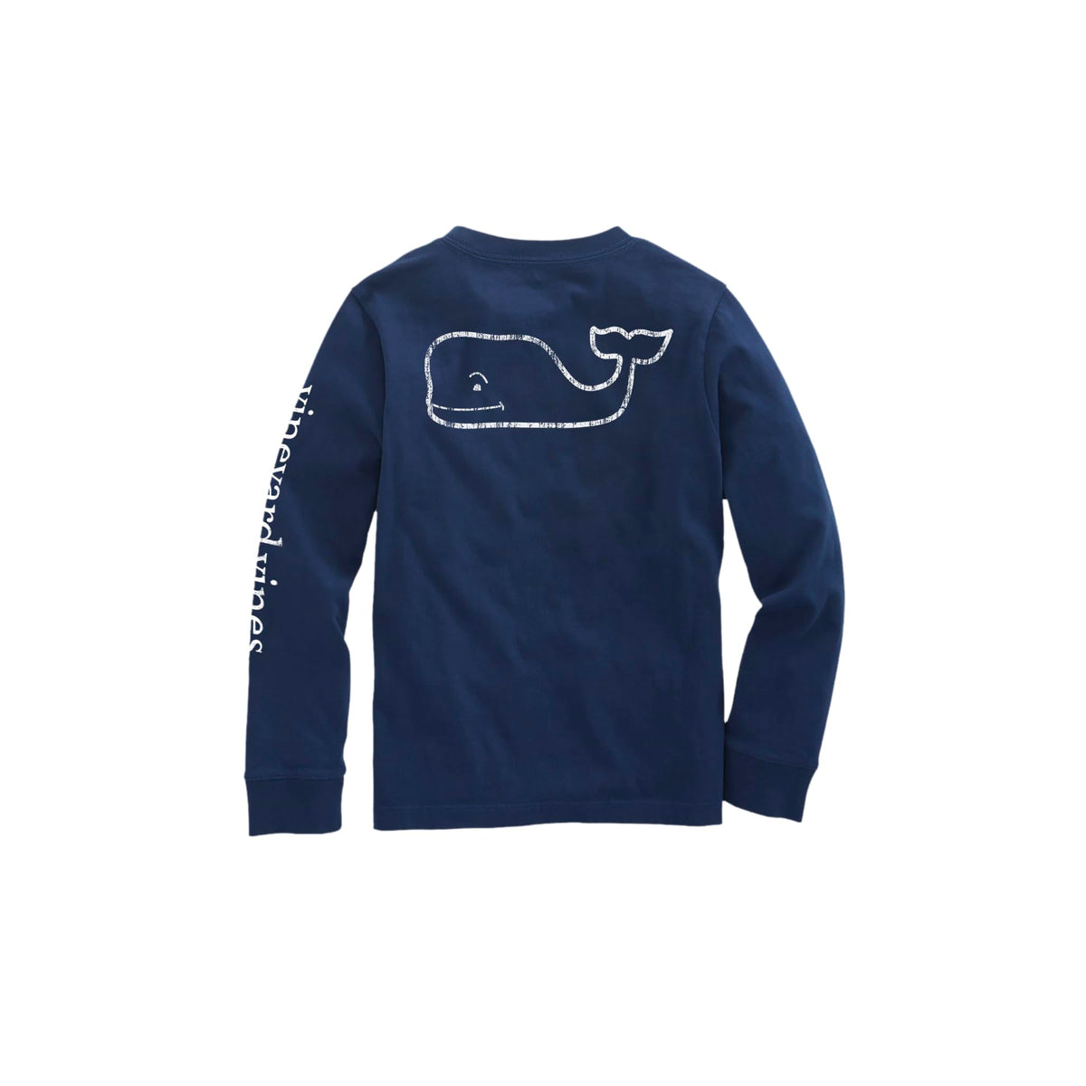 vineyard vines Girls' Vintage Whale Long-Sleeve Pocket Tee